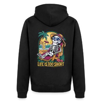 Drôle de squelette avec un dicton pour les vacances - Veste à capuche bio Premium Unisexe - noir - Dos - Nico (187cm)
