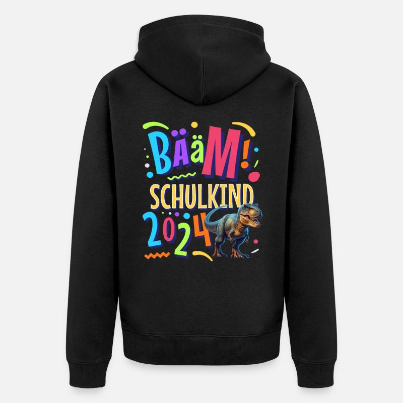 Bääm Schulkind 2024 T Rex - Unisex Premium Bio Zip Hoodie - Schwarz