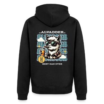 Alvadder Alpaka Papa Vater Vatertag - Unisex Premium Bio Zip Hoodie - Schwarz - Hinten - Nico (187cm)