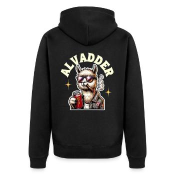 Alvadder Alpaka Papa Vater Vatertag - Unisex Premium Bio Zip Hoodie - Schwarz - Hinten - Nico (187cm)