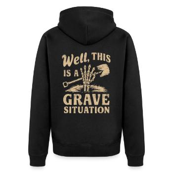 Skelett Friedhof Wortspiel Lustiger Spruch - Unisex Premium Bio Zip Hoodie - Schwarz - Hinten - Nico (187cm)
