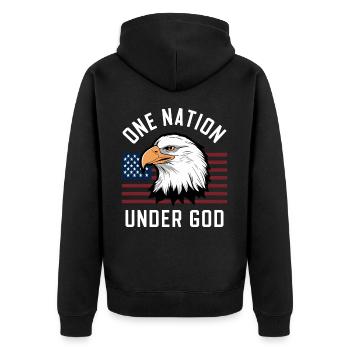 Amérique États-Unis Dire Une Nation sous Dieu 4 juillet - Veste à capuche bio Premium Unisexe - noir - Dos - Nico (187cm)