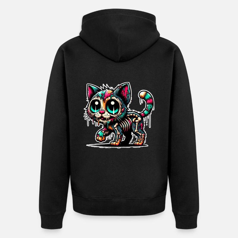 Chat Zombie - Veste à capuche bio Premium Unisexe - noir