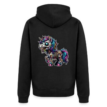 Einhorn Zombie - Unisex Premium Bio Zip Hoodie - Schwarz - Hinten - Nico (187cm)