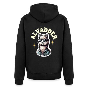 Alvadder Alpaka Papa Vater Vatertag - Unisex Premium Bio Zip Hoodie - Schwarz - Hinten - Nico (187cm)
