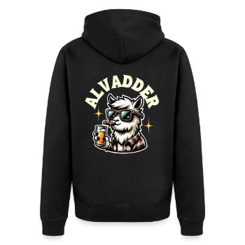 Alvadder Alpaka Papa Vater Vatertag - Unisex Premium Bio Zip Hoodie - Schwarz - Hinten - Nico (187cm)