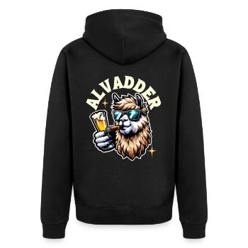 Alvadder Alpaka Papa Vater Vatertag - Unisex Premium Bio Zip Hoodie - Schwarz - Hinten - Nico (187cm)