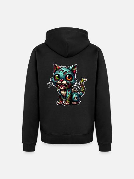 Chat Zombie Monstre - Veste à capuche bio Premium Unisexe - noir