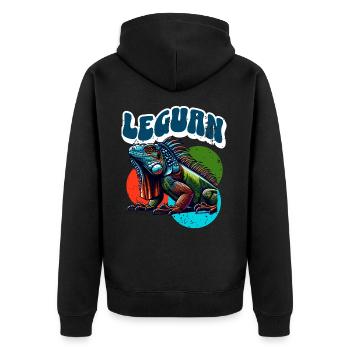 Leguan - Unisex Premium Bio Zip Hoodie - Schwarz - Hinten - Nico (187cm)