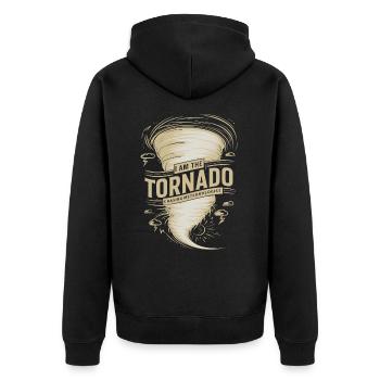 I am the Tornado Twister Hurricane Liebhaber - Unisex Premium Bio Zip Hoodie - Schwarz - Hinten - Nico (187cm)