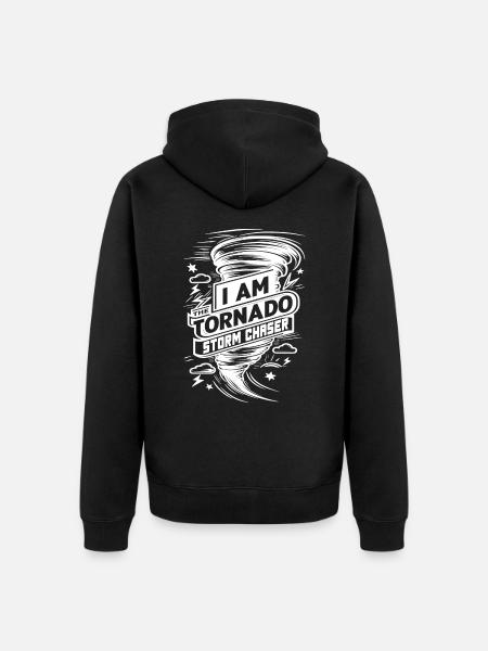 Jestem miłośnikiem huraganów Tornado Twister - Ekologiczna rozpinana bluza z kapturem Premium unisex - czarny