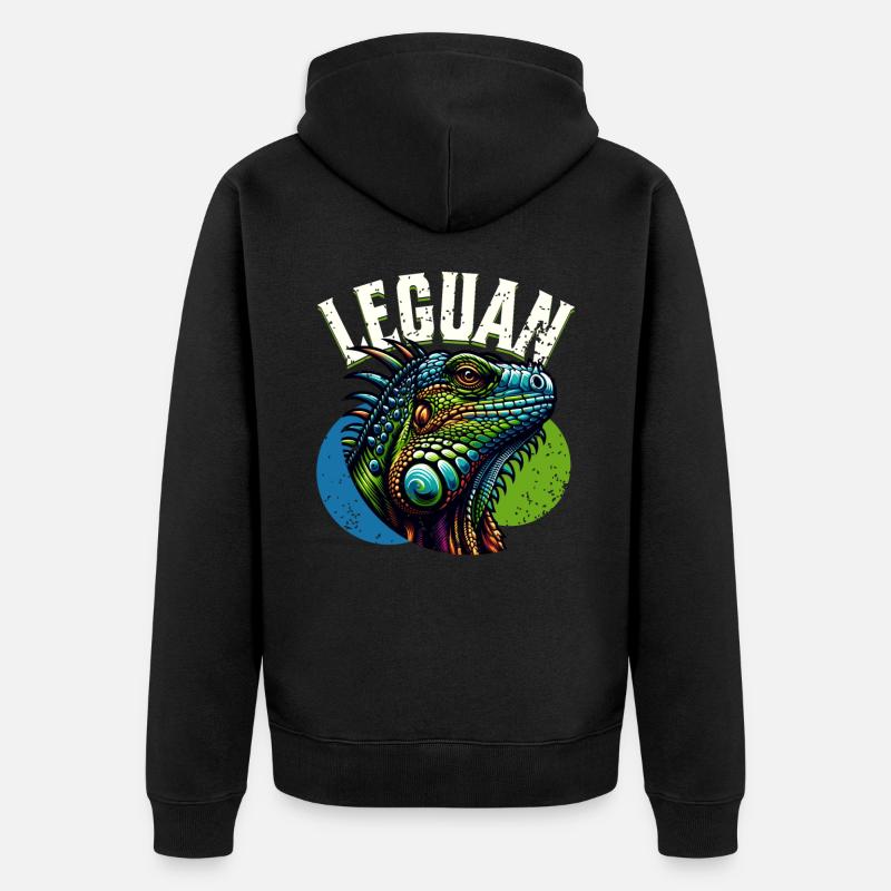 Leguan - Unisex Premium Bio Zip Hoodie - Schwarz
