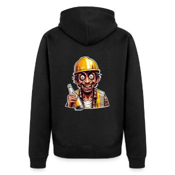 Bauarbeiter Bier Betrunken Lustig - Unisex Premium Bio Zip Hoodie - Schwarz - Hinten - Nico (187cm)