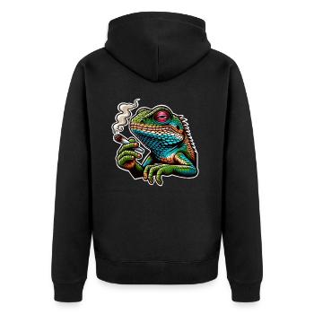Smoking Cannabis Lizard - Unisex Premium Organic Zip Hoodie - black - Back - Nico (187cm)