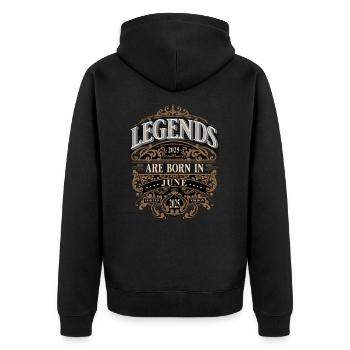 2025 Juin né Anniversaire Année de naissance - Veste à capuche bio Premium Unisexe - noir - Dos - Nico (187cm)