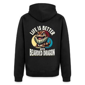 Bartagame Bartagamen Bearded Dragon - Unisex Premium Organic Zip Hoodie - black - Back - Nico (187cm)