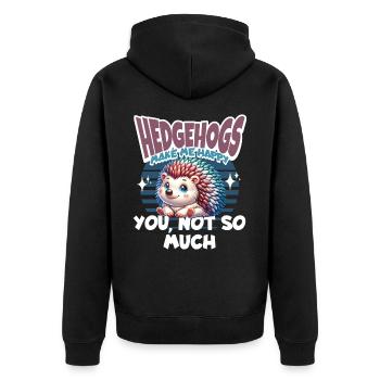 Igel - Unisex Premium Bio Zip Hoodie - Schwarz - Hinten - Nico (187cm)