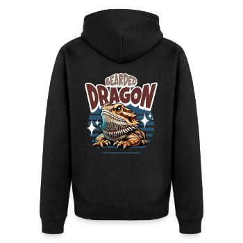 Bartagame Bartagamen Bearded Dragon - Unisex Premium Organic Zip Hoodie - black - Back - Nico (187cm)