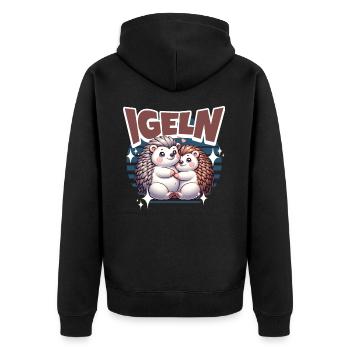 Igel Kuscheln Igeln - Unisex Premium Bio Zip Hoodie - Schwarz - Hinten - Nico (187cm)