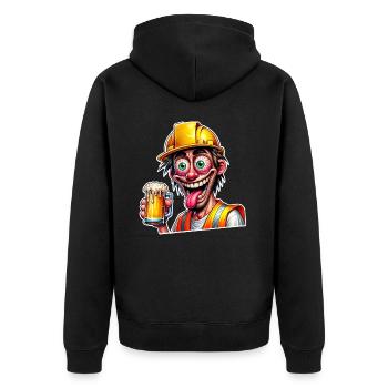 Construction Worker Beer Drunk Funny - Unisex Premium Organic Zip Hoodie - black - Back - Nico (187cm)