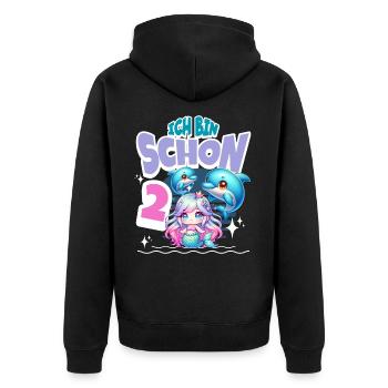 2. Geburtstag Meerjungfrau Delfin Kinder Mädchen - Unisex Premium Bio Zip Hoodie - Schwarz - Hinten - Nico (187cm)