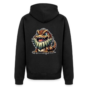 Bartagame Bartagamen Bearded Dragon - Unisex Premium Organic Zip Hoodie - black - Back - Nico (187cm)