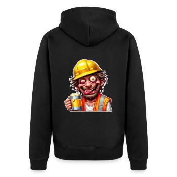 Construction Worker Beer Drunk Funny - Unisex Premium Organic Zip Hoodie - black - Back - Nico (187cm)