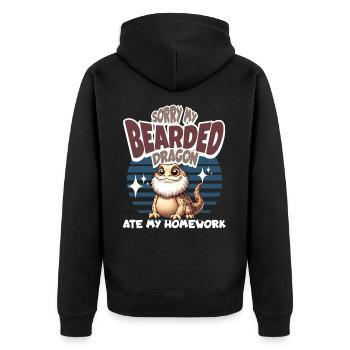 Bartagame Bartagamen Bearded Dragon - Unisex Premium Organic Zip Hoodie - black - Back - Nico (187cm)