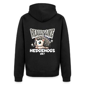 Igel - Unisex Premium Bio Zip Hoodie - Schwarz - Hinten - Nico (187cm)