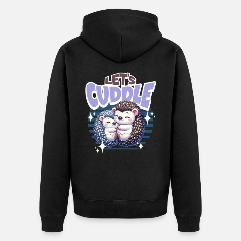 Igel Lets Cuddle - Unisex Premium Bio Zip Hoodie - Schwarz