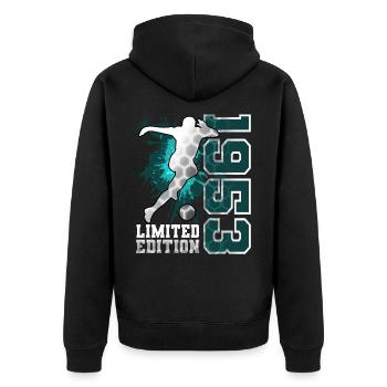 1953 Football Limited Edition Birthday - Unisex Premium Organic Zip Hoodie - black - Back - Nico (187cm)