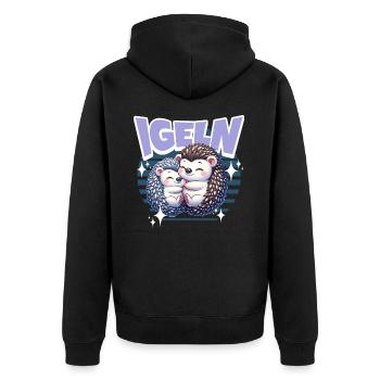 Igel Kuscheln Igeln - Unisex Premium Bio Zip Hoodie - Schwarz - Hinten - Nico (187cm)
