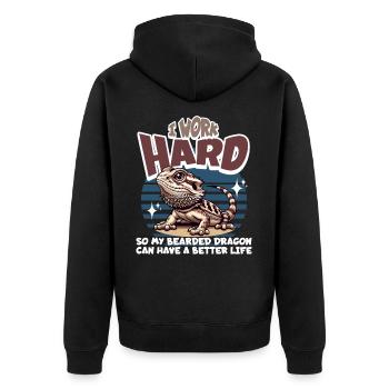 Bartagame Bartagamen Bearded Dragon - Unisex Premium Organic Zip Hoodie - black - Back - Nico (187cm)