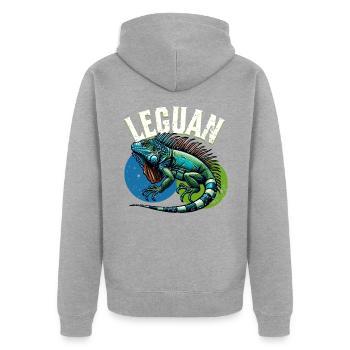 Iguane - Veste à capuche bio Premium Unisexe - gris chiné - Dos - Nico (187cm)