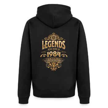 1984 Legende Geburtstag 1984 Geburtsjahr - Unisex Premium Bio Zip Hoodie - Schwarz - Hinten - Nico (187cm)