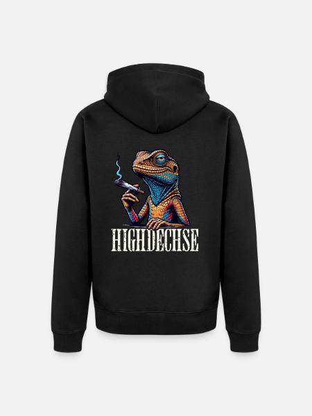 High Lizard Lizards Iguana Reptiles - Unisex Premium Organic Zip Hoodie - black