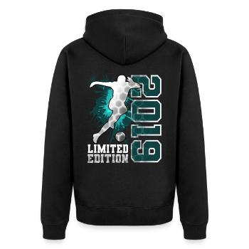Anniversaire du football en édition limitée 2019 - Veste à capuche bio Premium Unisexe - noir - Dos - Nico (187cm)