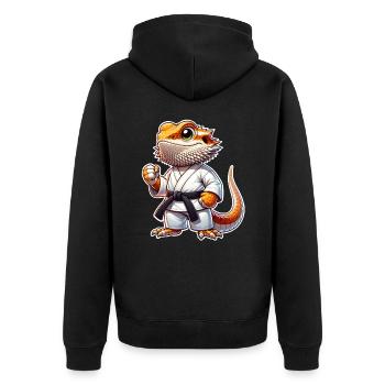 Bearded Dragons Bearded Dragons Karate Samurai - Unisex Premium Organic Zip Hoodie - black - Back - Nico (187cm)