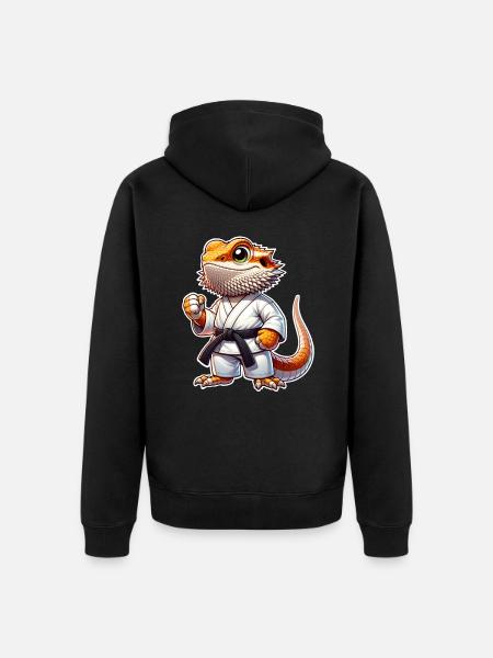 Bartagame Bartagamen Karate Samurai - Unisex Premium Bio Zip Hoodie - Schwarz