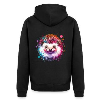 Igel - Unisex Premium Bio Zip Hoodie - Schwarz - Hinten - Nico (187cm)