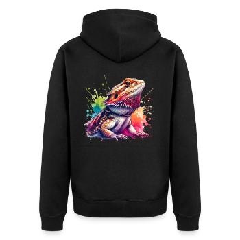 Bartagame Bartagamen Bearded Dragon - Unisex Premium Organic Zip Hoodie - black - Back - Nico (187cm)