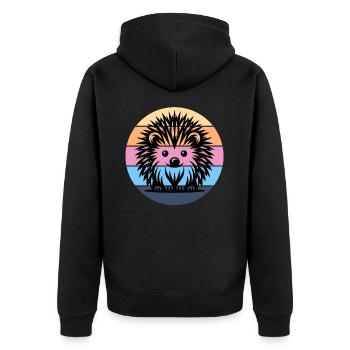 Igel - Unisex Premium Bio Zip Hoodie - Schwarz - Hinten - Nico (187cm)