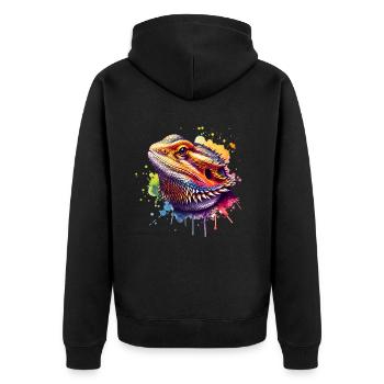 Bartagame Bartagamen Bearded Dragon - Unisex Premium Organic Zip Hoodie - black - Back - Nico (187cm)