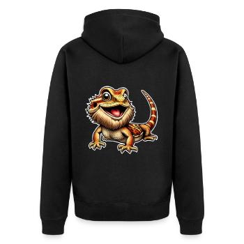 Bartagame Bartagamen Bearded Dragon - Unisex Premium Organic Zip Hoodie - black - Back - Nico (187cm)