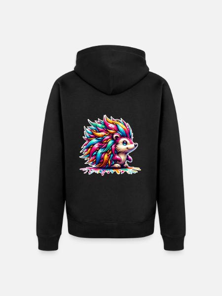 Igel Bunt - Unisex Premium Bio Zip Hoodie - Schwarz