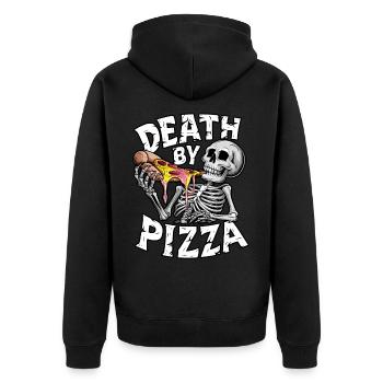 Squelette humoristique mangeant de la pizza Conception graphique - Veste à capuche bio Premium Unisexe - noir - Dos - Nico (187cm)