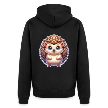 Igel - Unisex Premium Bio Zip Hoodie - Schwarz - Hinten - Nico (187cm)