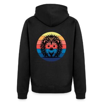 Igel - Unisex Premium Bio Zip Hoodie - Schwarz - Hinten - Nico (187cm)
