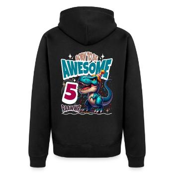 T Rex Dinosaurier 5. Geburtstag Kindergeburtstag - Unisex Premium Bio Zip Hoodie - Schwarz - Hinten - Nico (187cm)
