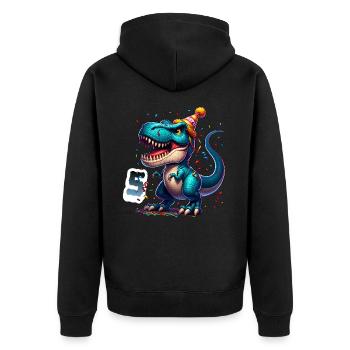 5. Geburtstag T Rex Dinosaurier Kindergeburtstag - Unisex Premium Bio Zip Hoodie - Schwarz - Hinten - Nico (187cm)